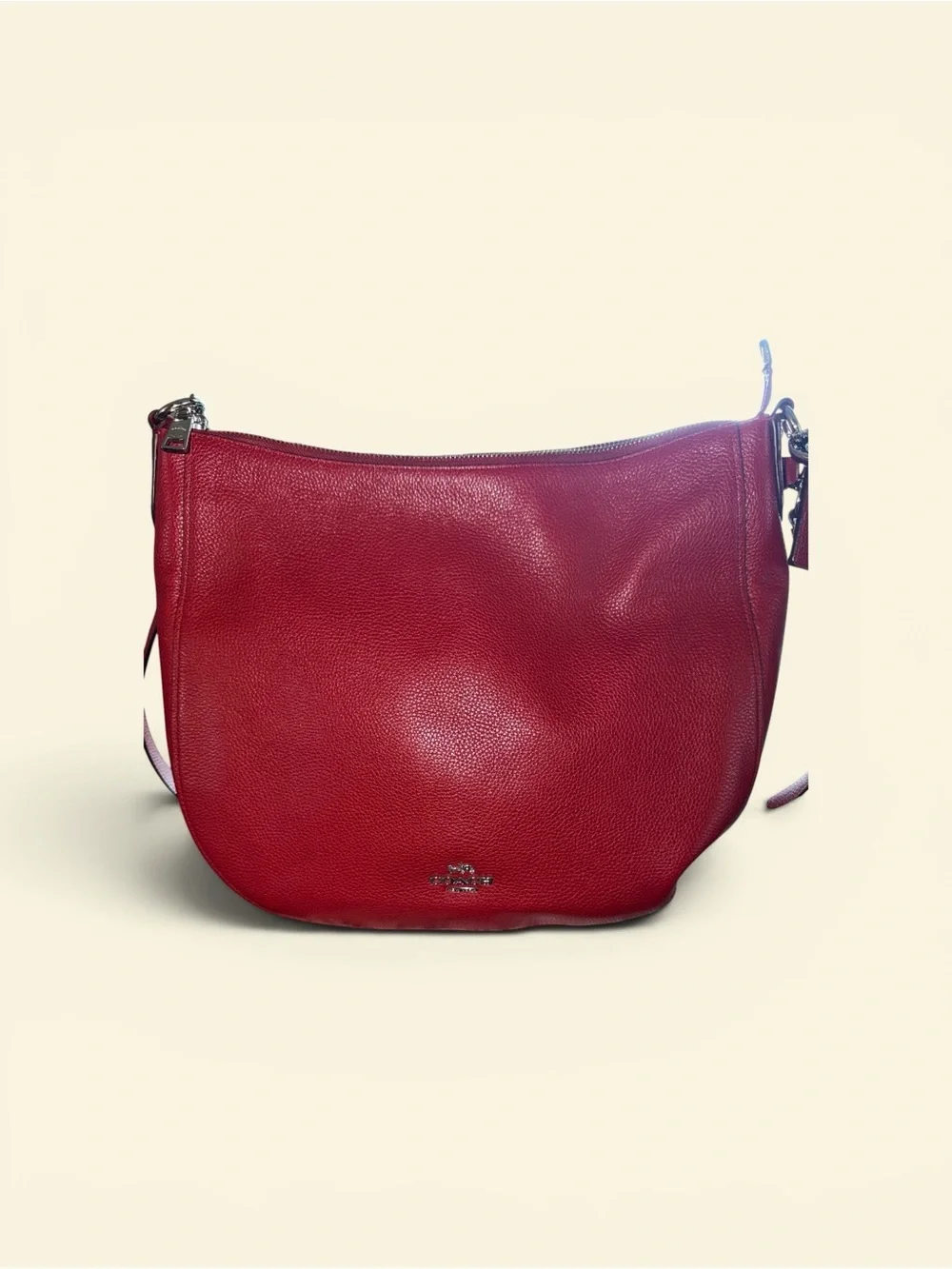 Coach Red Pebble Leather Shoulder Hobo